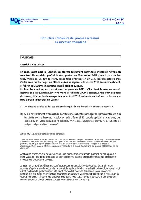 Pac Pac Relativa A Derecho Civil Iv Sobre Estructura