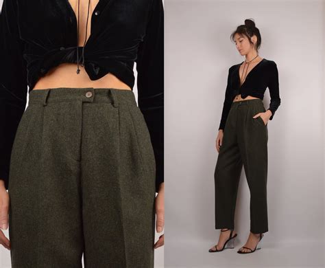 Vintage Olive Wool Trousers