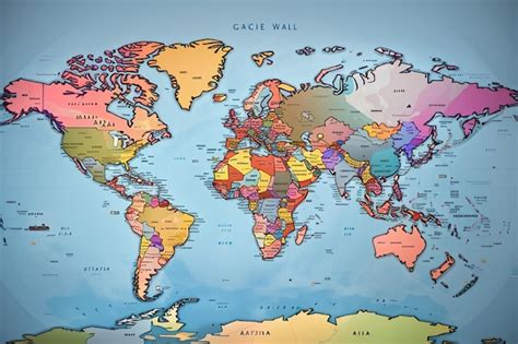 Mapa Del Mundo Colorido Completo Con Los Nombres De Todos Los Países Foto Premium