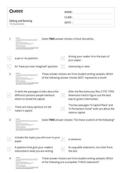 50 Revising Writing Worksheets For 6th Year On Quizizz Free