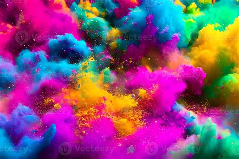 Colorful powder explosion happy holi festival of colors art concept ...