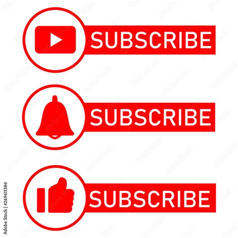 Social Media Notification Icons Flat Design Subscribe Button Message