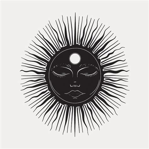 Mystical Sun Face Design Premium Ai Generated Vector