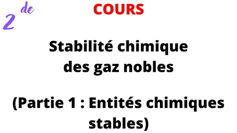 Cours De Stabilit Chimique Des Gaz Nobles Partie Entit S