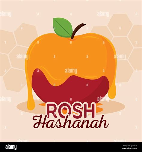 Poster Honey Apple Rosh Hashanah Vector Illustration Stock Vector Image And Art Alamy