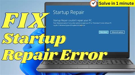 Startup Repair Error In Windows Automatic Repair Loop Problems In