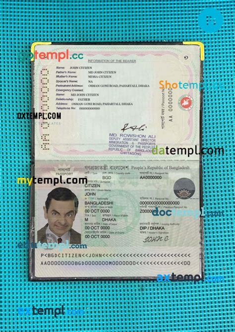 Bangladesh Passport Psd Files Editable Scan And Snapshot Sample Machin Since April 2010 2 In