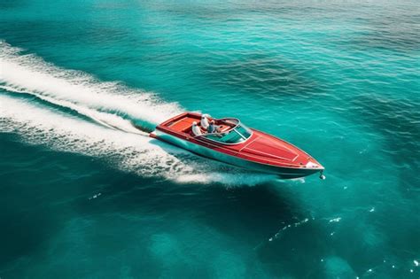 Premium Ai Image Speed Boat Floating Turquoise Water