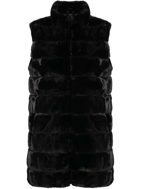 Lauren Ralph Lauren Faux Fur Quilted Puffer Vest In 黑色 Modesens