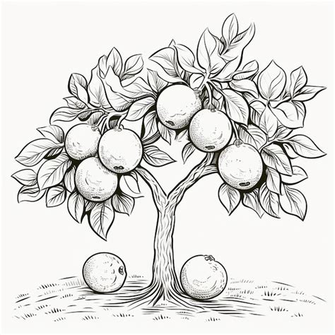 Premium AI Image | A Drawing Of A Tree With Fruit Growing From It