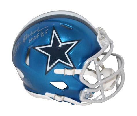 Roger Staubach Autographed Dallas Cowboys Blaze Mini Helmet Hof Jsa