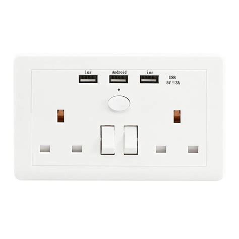 Двойной настенный светильник 2 Gang USB разъем с 3 портами(стандарт ...