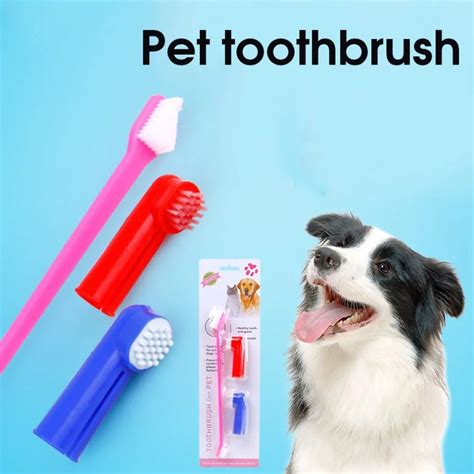 Double Head Pets Toothbrush Soft Pet Dog Finger Brush Sets Dogs Cats