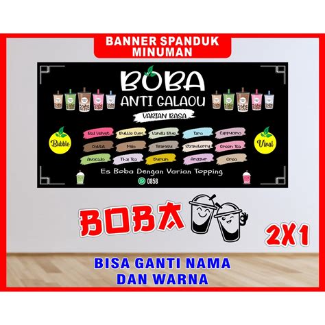 Jual Banner Minuman Boba Spanduk Minuman Boba 200x100cm Cod Shopee