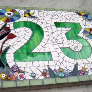 Custom Mosaic House Number Sign Plaque Street Address Yard Art