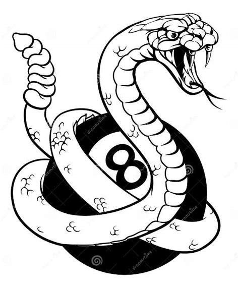 Rattlesnake Snake Pool 8 Ball Billiards Mascot Stock Illustration