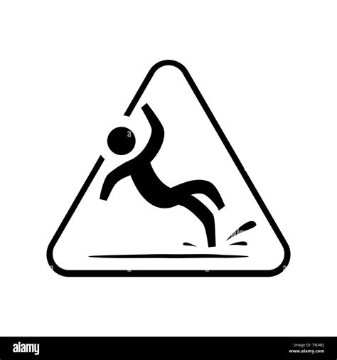 Wet Floor Sign Yellow Triangle With Falling Man In Modern Rounded