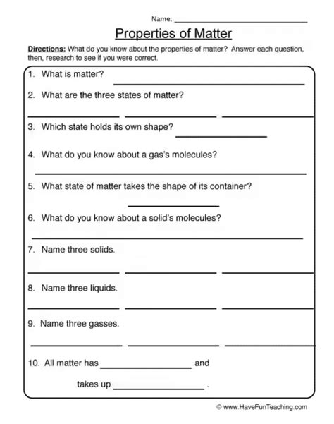 11 Best States Of Matter Worksheets For Understanding Solids Liquids And Gases The Teach