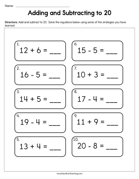 Add And Subtract Within Worksheets Subtraction Within