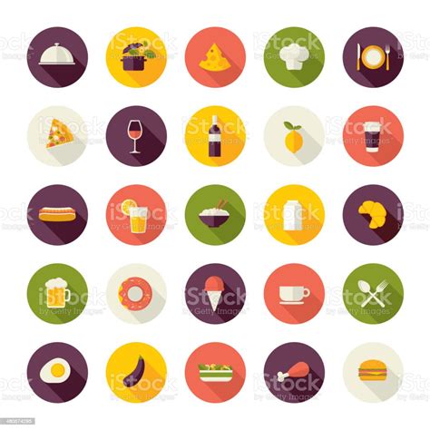 Set Of Colorful Restaurant Icons Stock Illustration Download Image Now Icon Ice Cream Beer