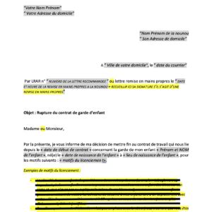 Mod Le De Lettre De Rupture De Contrat Nounou