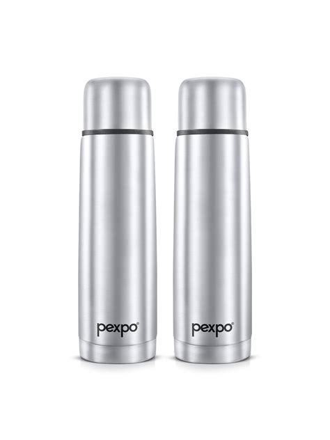 Buy Pexpo Flexo Silver Toned Pieces Double Wall Thermosteel Hot Flask Water Bottle Ml