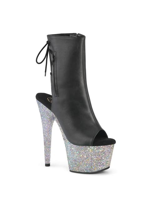 Black Rhinestone Platform Ankle Boot 7 Inch Heel Adore 1018g