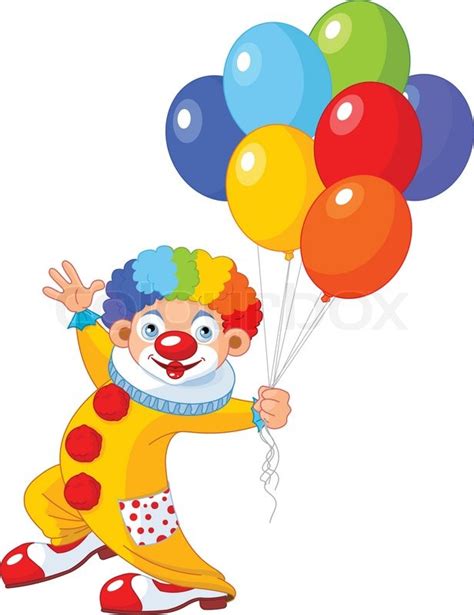 The Funny Clown Holding Balloons Stock Vector Colourbox