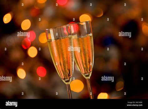 Champagner On Glass Table With Bokeh Background Stock Photo Alamy