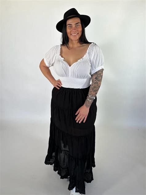 SKIRT JV BELLA TIERED MAXI COTTON BLACK Naked Gypsy