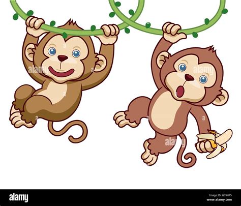 Ilustración Vectorial De Dibujos Animados Monos Imagen Vector De Stock Alamy