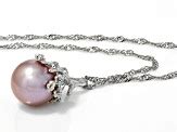 Genusis Pink Cultured Freshwater Pearl Rhodium Over Sterling Silver