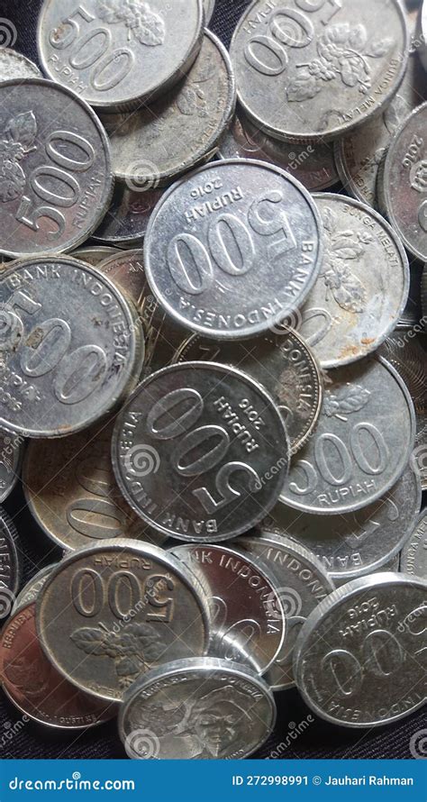 A Collection Of 500 Indonesian Rupiah Coins Stock Image Image Of