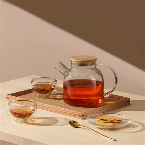 Clear Borosilicate Glass Teapot With Bamboo Lid And Strainer 40 6oz Glass Teapots