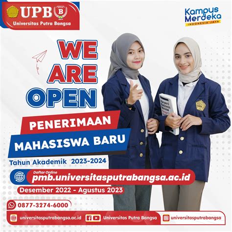 We Are Open Pendaftaran Mahasiswa Baru Ta 20232024 Universitas Putra Bangsa