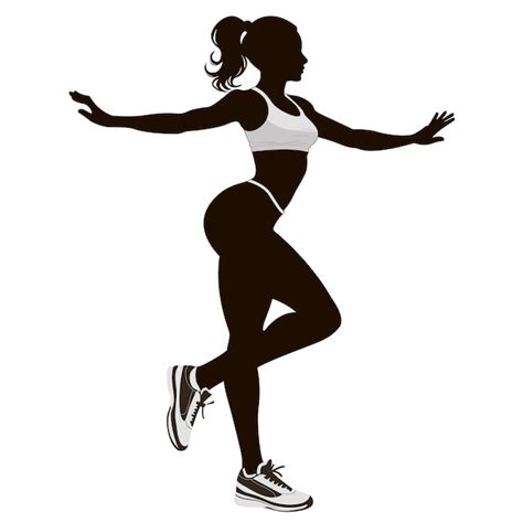 Silueta atlética mujer negro blanco deporte fitness personas cuerpo