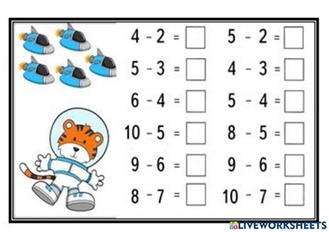 Віднімання у межах 10 worksheet | Live Worksheets