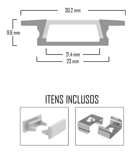 Perfil De Embutir Slim Branco P Fita Led M Mm Ilumina O R Em