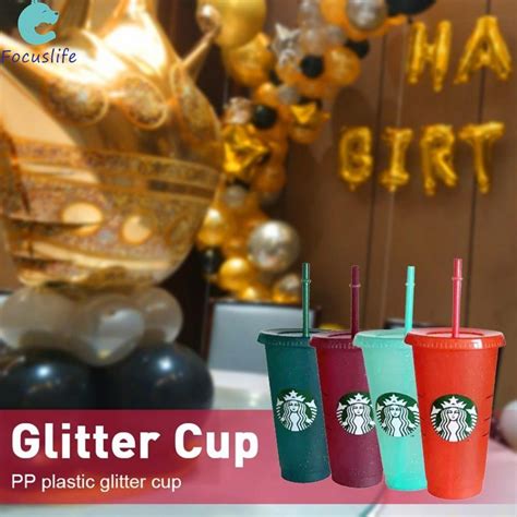 Seja A Estrela Da Festa Copos De Palha Recheados Glitter Starbucks