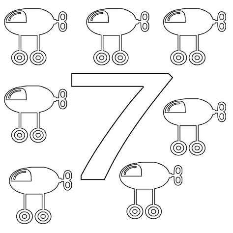 Number 7 Coloring Pages For Preschoolersfor Toddlers Numbers Preschool