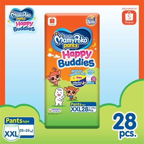 Shopee Exclusive Mamypoko Happy Buddies Baby Diaper Pants Xxl 28 Pcs