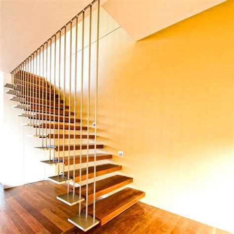 Straight Mild Steel Glass Modern Floating Staircase Prefab Steel Glass