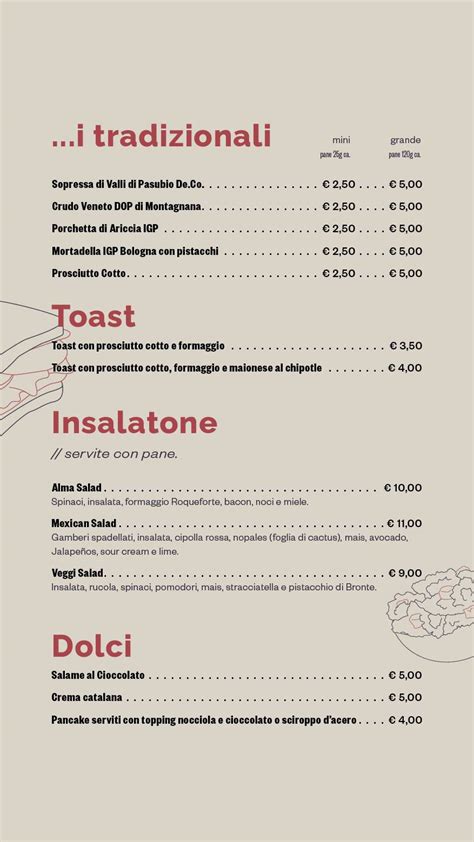 Menu Au Alma Gastrobar Vicence