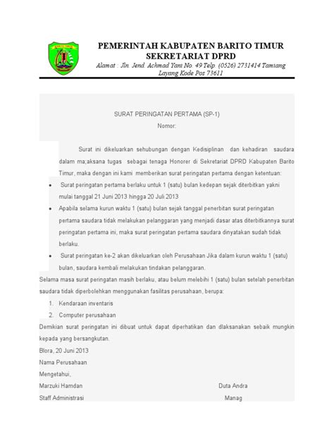 Contoh Surat Teguran Pdf