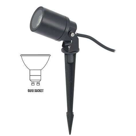 Garden Spotlightsgarden Spotlight With Ground Spike Round Black For Gu10 Bulb