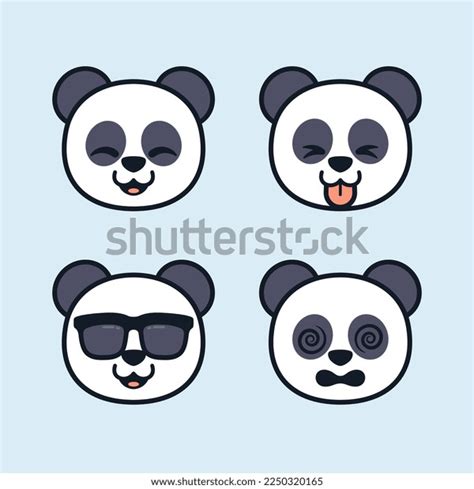 Set Cute Panda Stickers Stock Vector (Royalty Free) 2250320165 ...