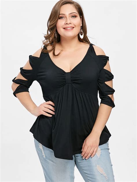 Buy Gamiss Plus Size 5xl Bowknot Cut T Shirts Women T