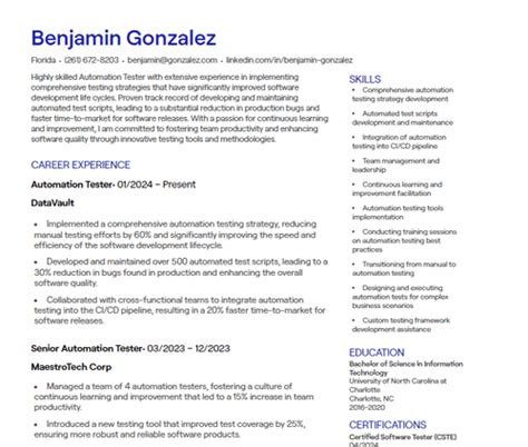 7 Automation Tester CV Examples Free Templates