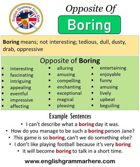 Opposite Of Boring Antonyms Of Boring Meaning And Example Sentences