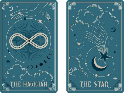 The Magician and The Star tarot card illustration fortune telling ...